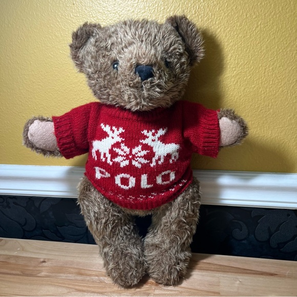 1998 VTG Ralph Lauren Polo Plush Stuffed Animal Teddy Bear Sweater 15” - Picture 3 of 6